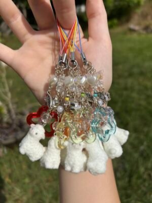 A colorful variety of fuzzy lamb charms