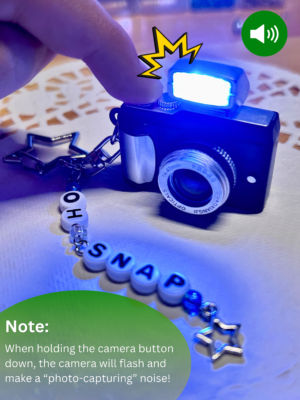 Oh Snap Camera Charm with a picture-capture button